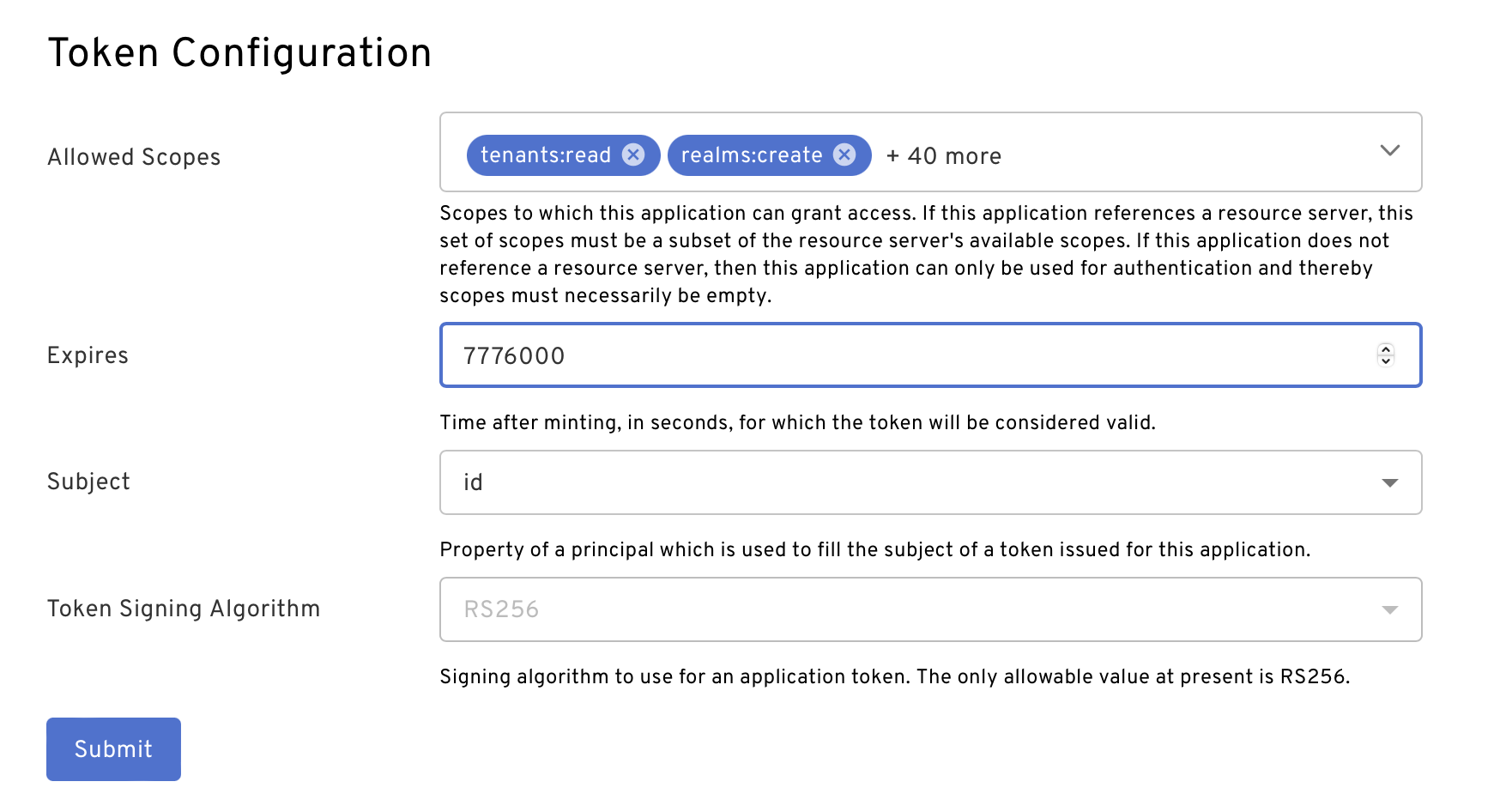 Token Configuration