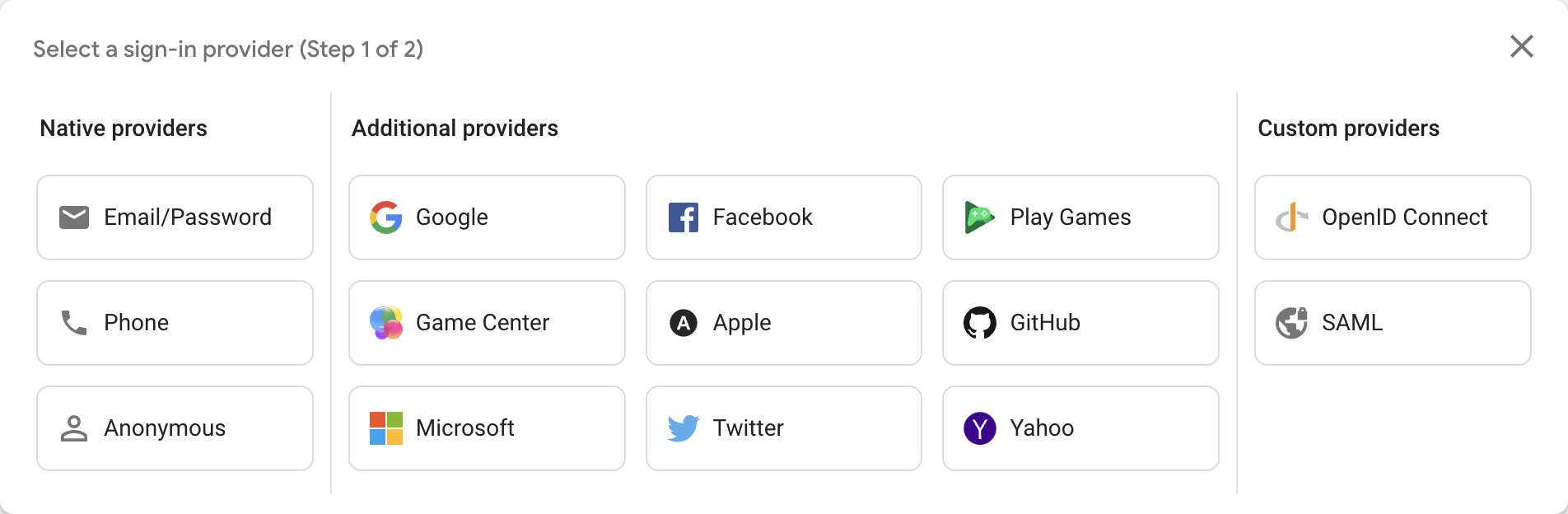 Firebase Step 1